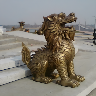 戶外廣場銅雕仿古神獸麒麟雕塑