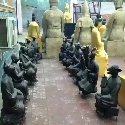 創意景觀銅雕人身獸面十二生肖動物雕塑