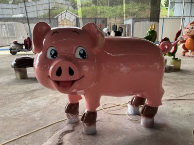 庭院景觀裝飾擺件玻璃鋼卡通動物十二生肖豬雕塑
