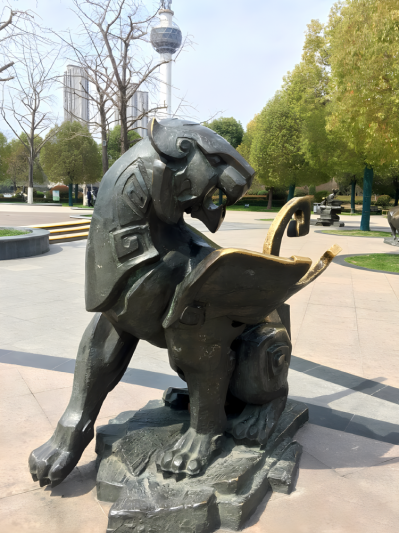 寅虎鑄銅十二生肖動物銅雕