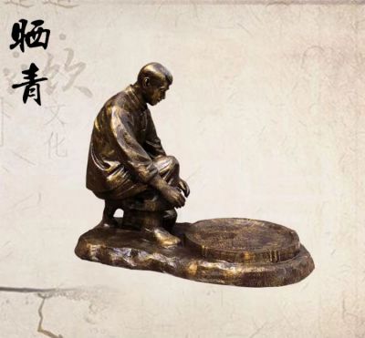 茶文化戶外玻璃鋼仿銅曬青雕塑