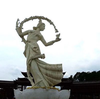 漢白玉大理石雕刻茶花仙子石雕像