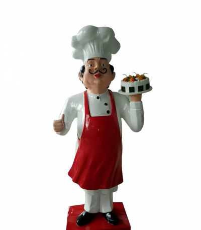 蛋糕店美陳擺件玻璃鋼卡通人物廚師面點(diǎn)師雕塑