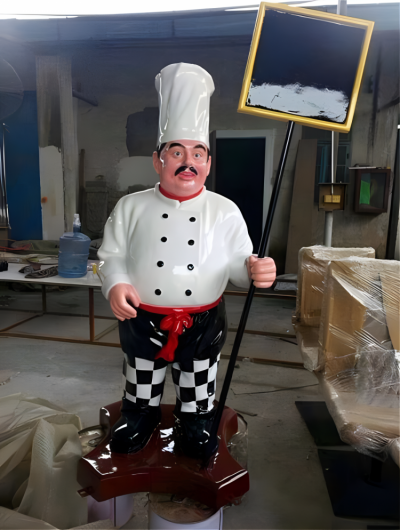 玻璃鋼卡通西餐廚師雕塑
