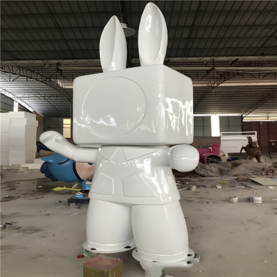 抽象玻璃鋼卡通兔子人偶雕塑