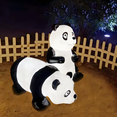 創(chuàng)意定制戶外景觀美陳裝飾擺件玻璃鋼發(fā)光動(dòng)物擺件熊貓雕塑