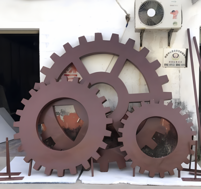 不銹鋼噴漆齒輪雕塑