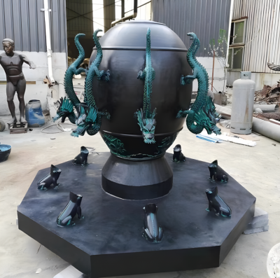 玻璃鋼仿青銅地動儀雕塑