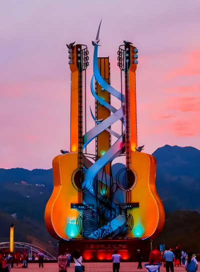 大型不銹鋼音樂節吉他景觀雕塑