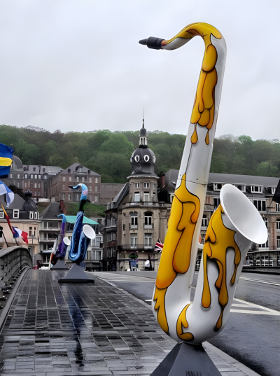 不銹鋼彩繪薩克斯雕塑