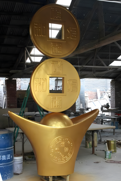 玻璃鋼元寶、銅錢招財(cái)擺件