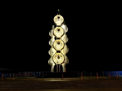 不銹鋼發光黃豆景觀雕塑