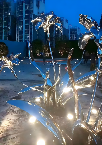 鏡面不銹鋼水仙花雕塑