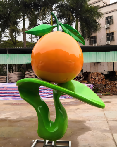 不銹鋼橘子景觀雕塑